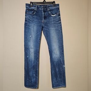 G Star Raw Jeans Mens 31x32 Blue 3301 Slim Straight Skinny Stretch Denim W31 L32